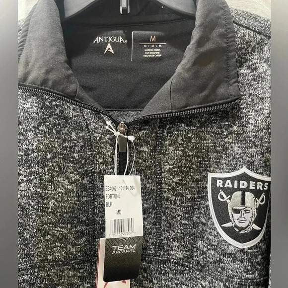 Antigua Raiders men’s heathered black and gray 1/4 zip fleece - Picture 8 of 10